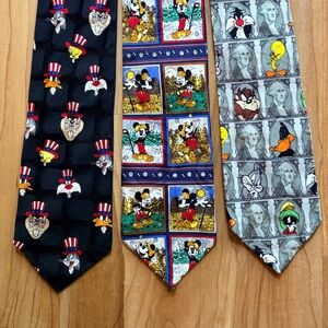 3 Character Ties Multicolor Looney Tunes & Disney